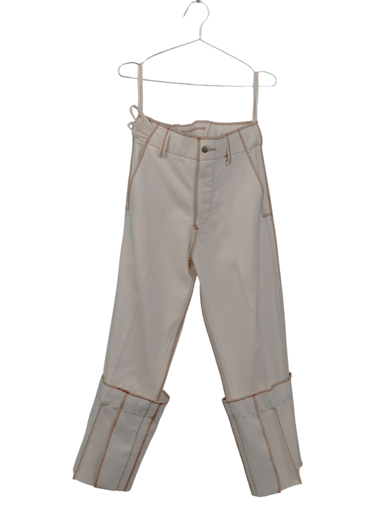 Fixed Cuff Jeans in Cream Canvas