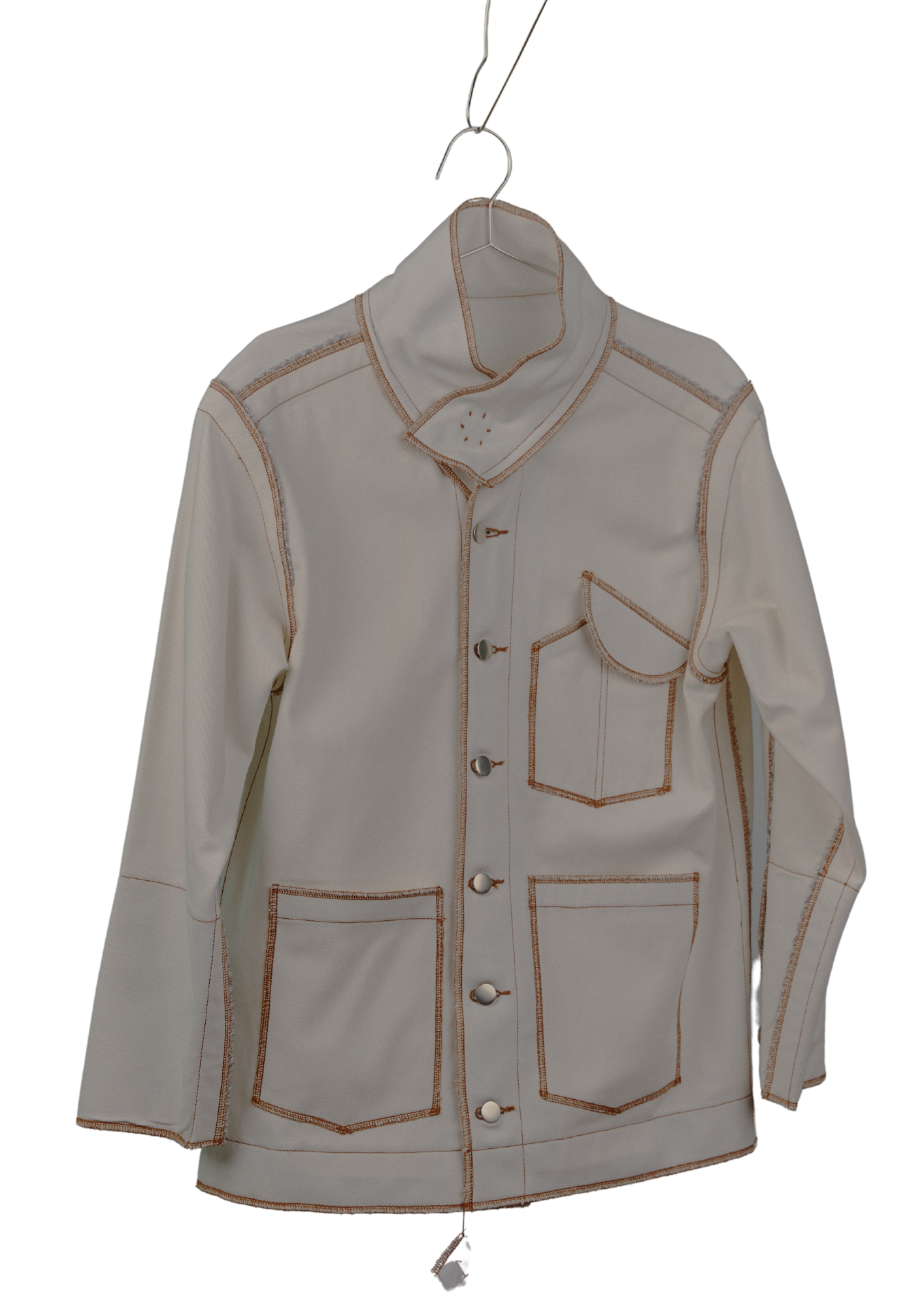 Denis Biker Jacket in Cream Canvas