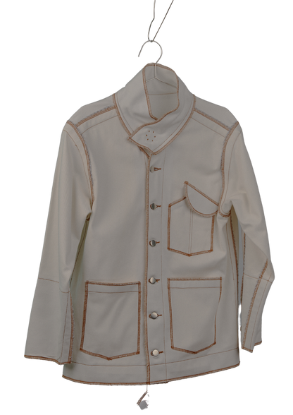 Denis Biker Jacket in Cream Canvas