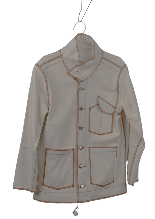 Denis Biker Jacket in Cream Canvas