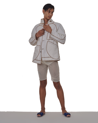 Jan Shell Jacket in Cream Canvas