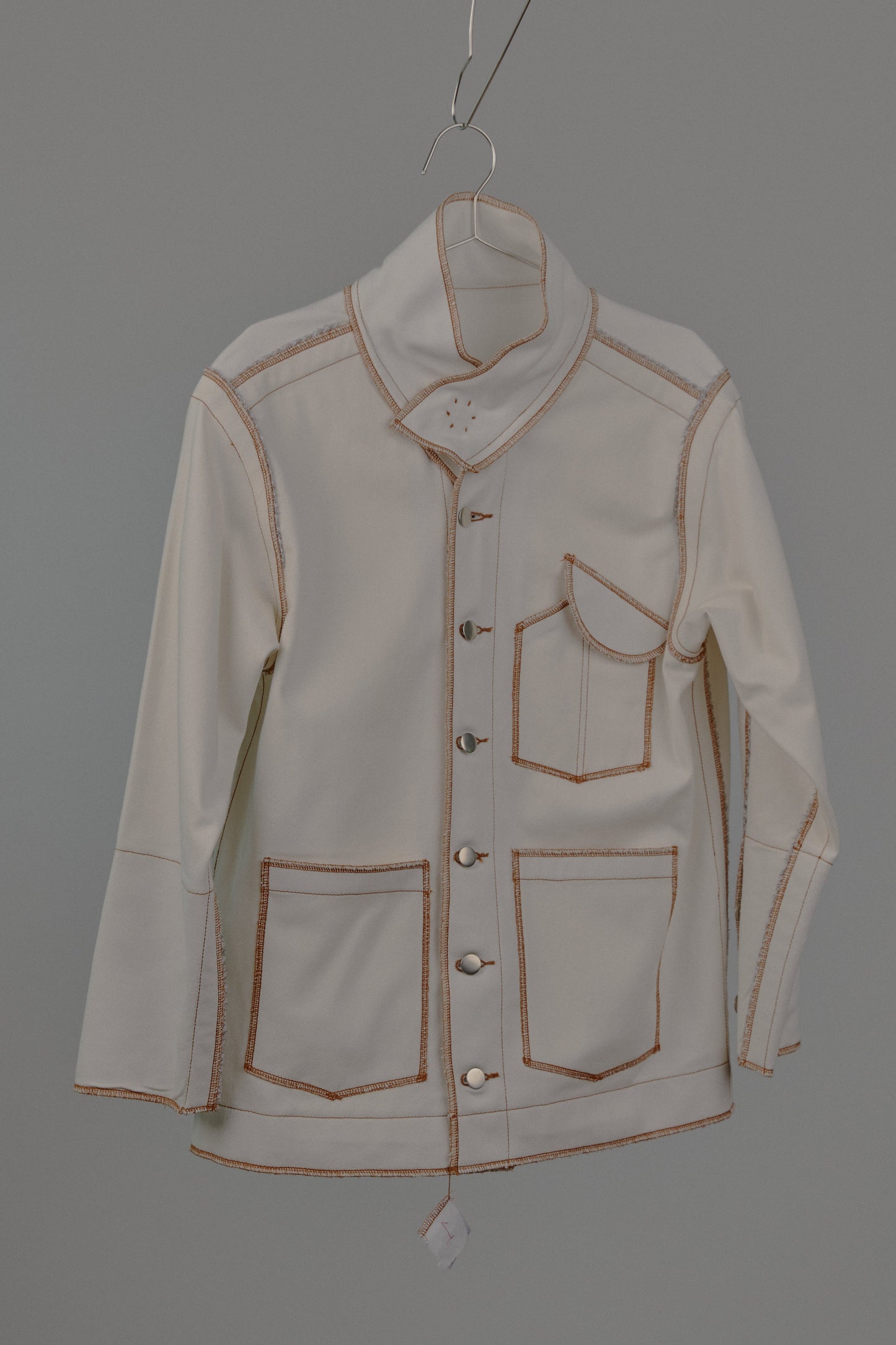 Denis Biker Jacket in Cream Canvas