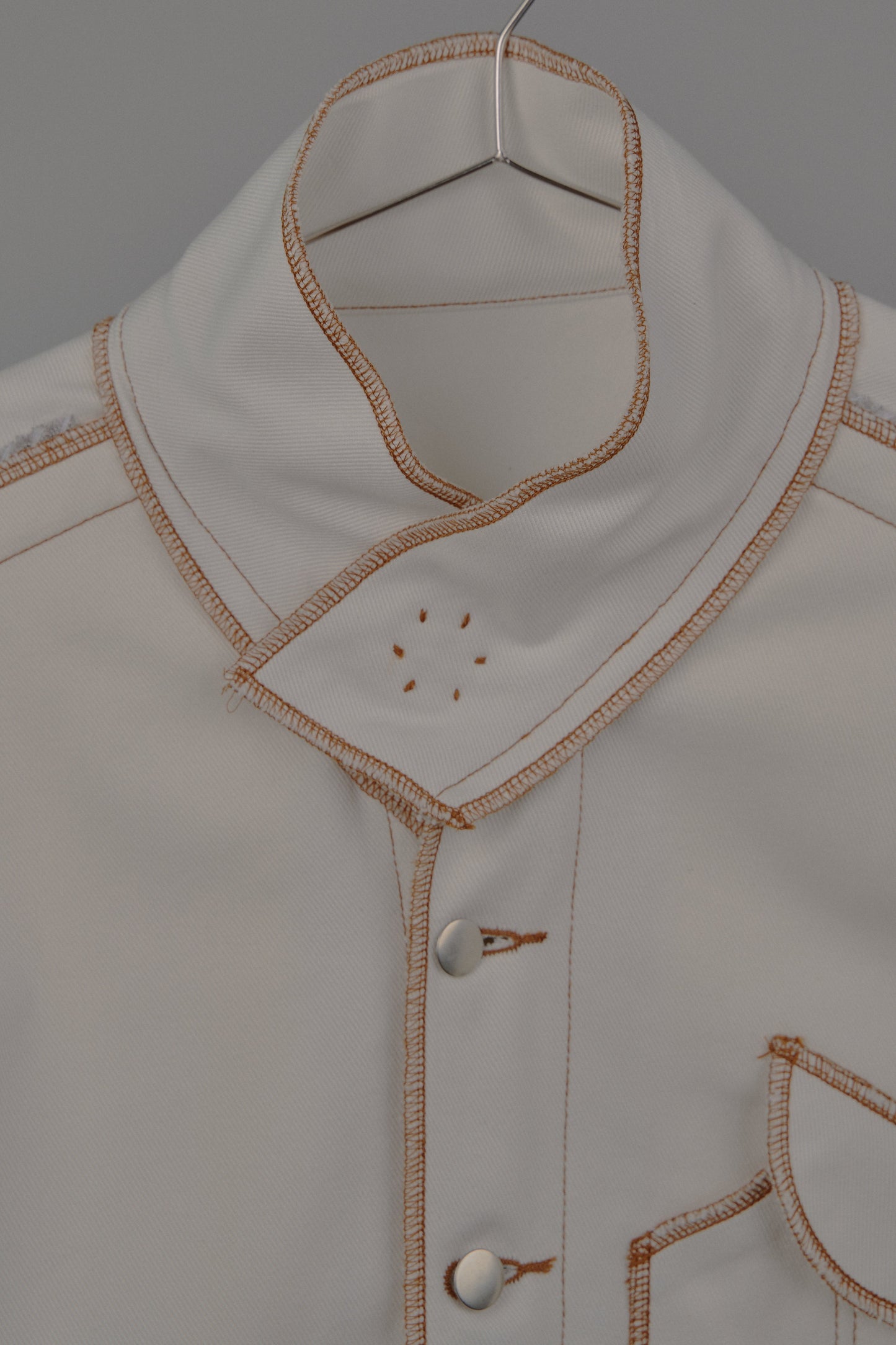 Denis Biker Jacket in Cream Canvas