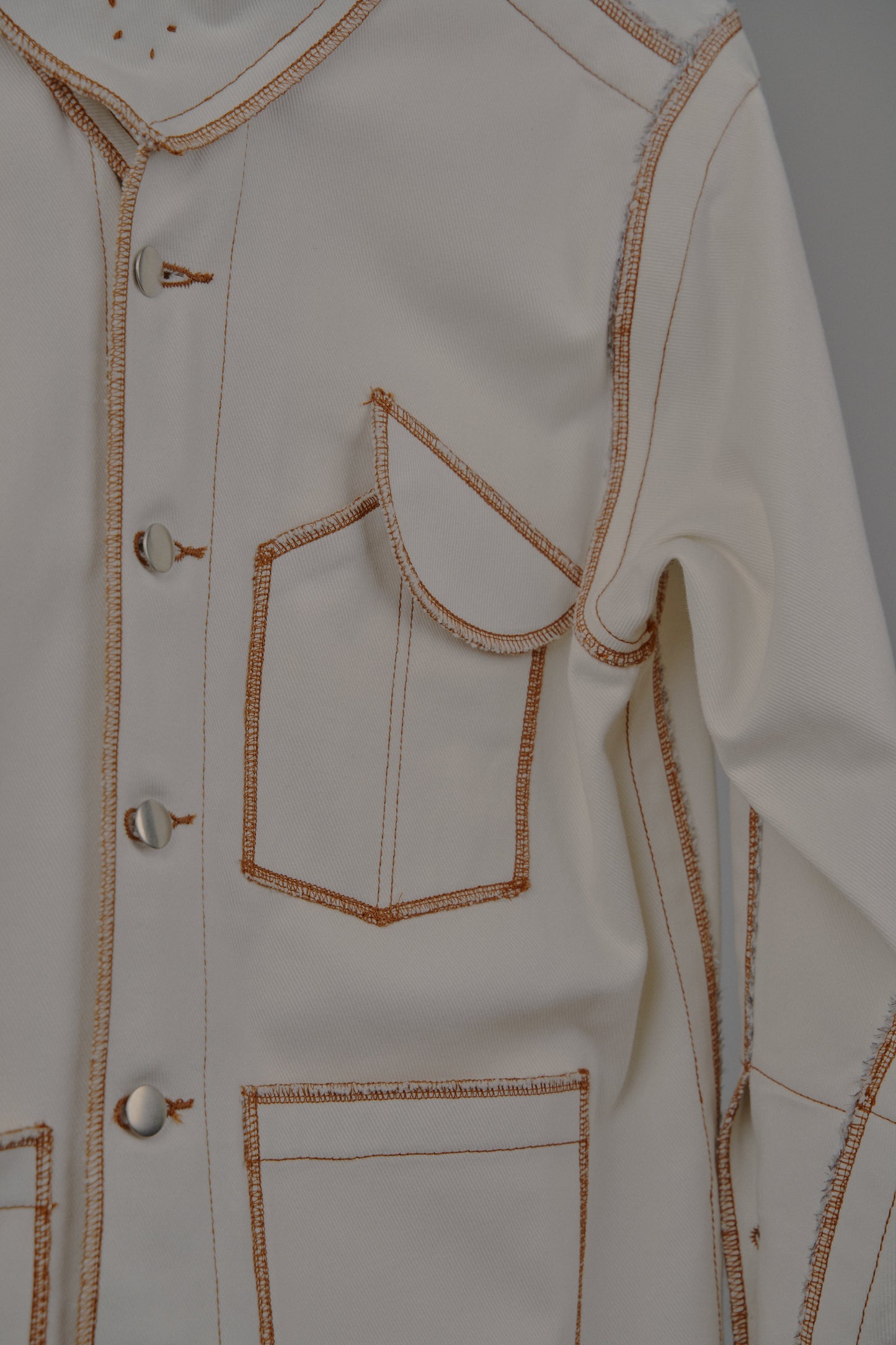 Denis Biker Jacket in Cream Canvas