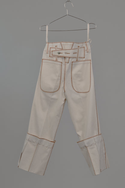Fixed Cuff Jeans in Cream Canvas