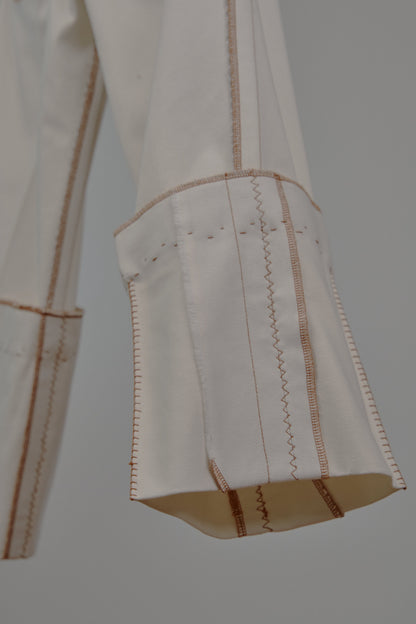 Fixed Cuff Jeans in Cream Canvas