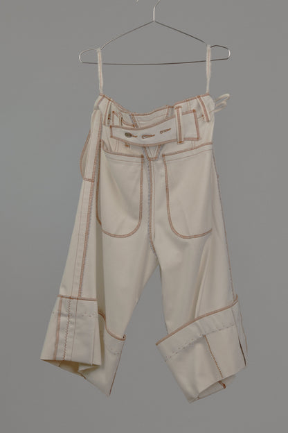 Liya Carpenter Jeans In Cream Canvas